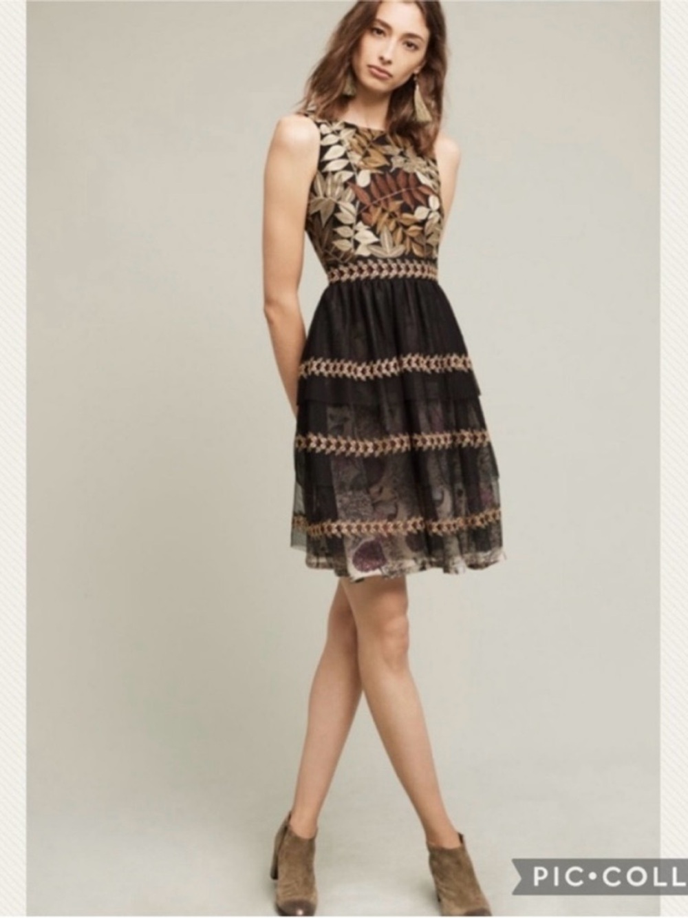 Anthropologie Varun Bahl Embroidered Vigne Dress